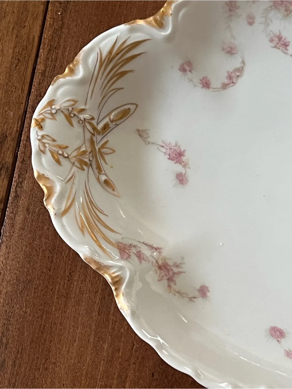 Haviland Limoges Porcelain Schleiger ?525 Pink Gold Floral 13.5” Platter